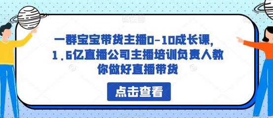 宝宝带货主播成长课，1.6亿直播公司培训负责人教你直播带货技巧-无双副业