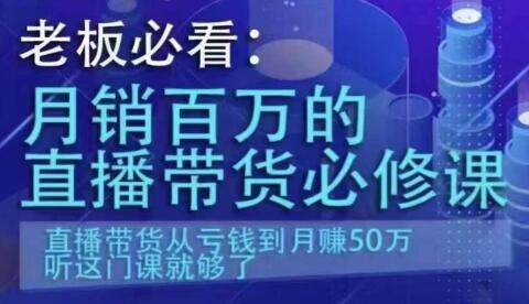 老板必看：月销百万的直播带货必修课，从亏钱到月赚50万-无双副业