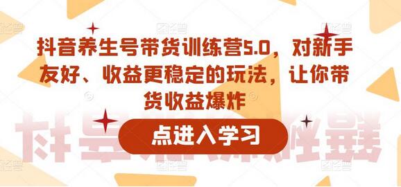 抖音养生号带货训练营5.0：新手友好、收益稳定的玩法-无双副业