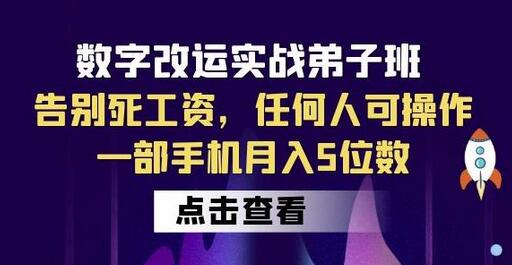 数字改运实战弟子班：告别死工资，手机月入5位数-无双副业