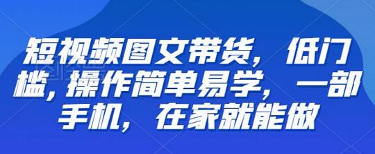 短视频图文带货，低门槛操作简单，一部手机在家赚钱-无双副业