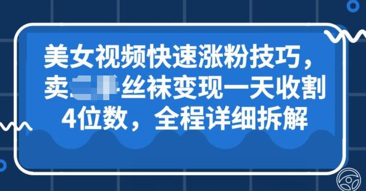 美女视频涨粉与丝袜变现技巧，轻松日赚4位数-无双副业