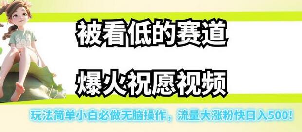 祝愿视频赛道爆火，小白必做无脑操作，流量大涨粉快日入500-无双副业