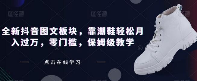 抖音图文板块轻松月入过万，零门槛潮鞋项目教学-无双副业