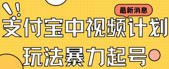 支付宝中视频玩法暴力起号影视起号有播放即可获得收益-无双副业