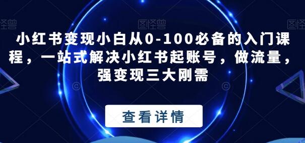 小红书变现入门课程：从0到100的完整指南-无双副业