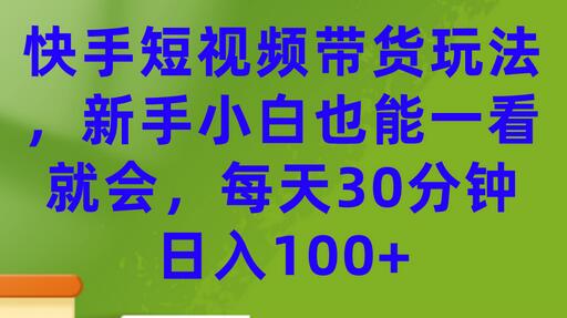快手短视频带货玩法，新手小白轻松上手，日入100+-无双副业