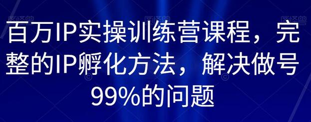 百万IP实操训练营课程，完整IP孵化方法解决做号问题-无双副业