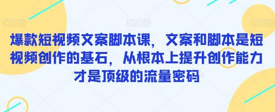 爆款短视频文案脚本课：提升创作能力的顶级流量密码-无双副业