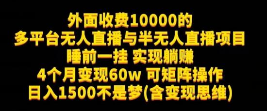 多平台无人直播与半无人直播项目，轻松实现日入1500元-无双副业