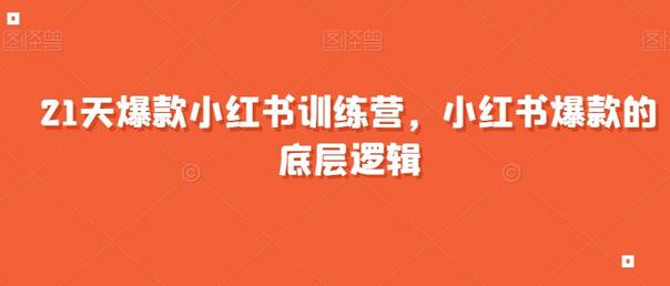 21天小红书爆款训练营，掌握爆款底层逻辑-无双副业