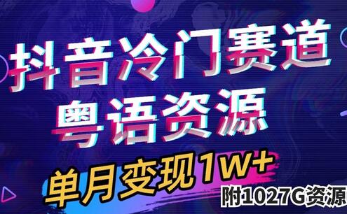 抖音粤语动画制作简单，月入1w+，附1027G素材-无双副业