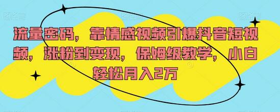 情感视频引爆抖音流量，小白轻松月入2万保姆级教学-无双副业