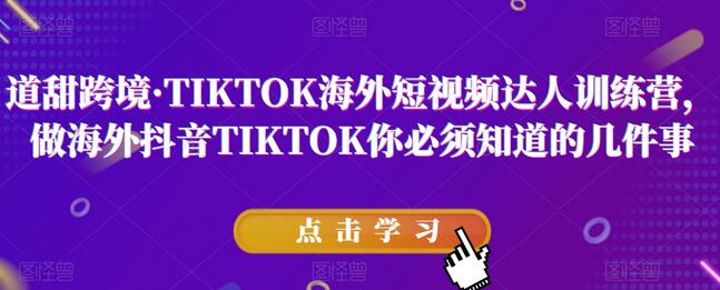 道甜跨境TIKTOK海外短视频达人训练营，海外抖音必备知识-无双副业