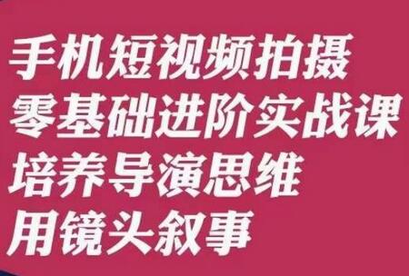 手机短视频拍摄零基础进阶实战课，培养导演思维用镜头叙事-无双副业
