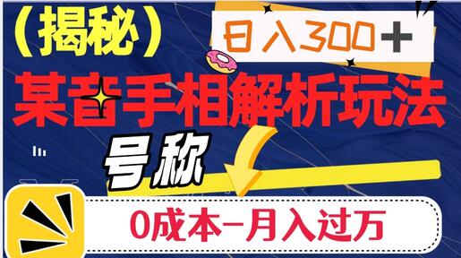 抖音手相解析玩法，0成本月入过万-无双副业