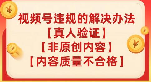 视频号违规问题及真人验证、内容质量、非原创内容的解决方法-无双副业