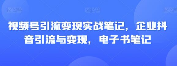 视频号与抖音引流变现实战指南-无双副业