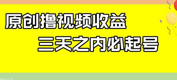 最新视频收益项目，三天起号，日赚100+-无双副业