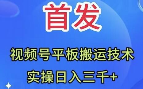 视频号平板搬运技术实操，日入三千+的秘诀-无双副业