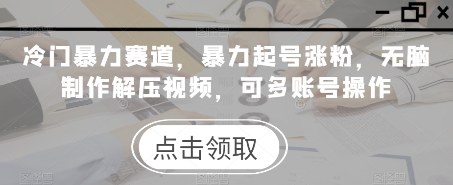 冷门暴力赛道：解压视频制作与多账号操作指南-无双副业