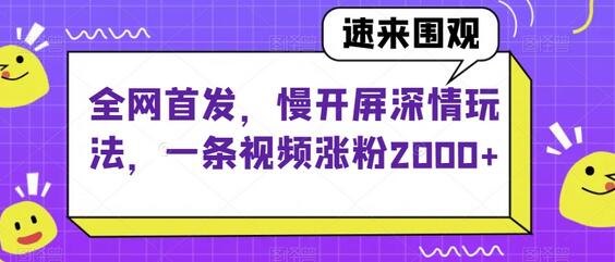 慢开屏深情玩法，一条视频涨粉2000+-无双副业