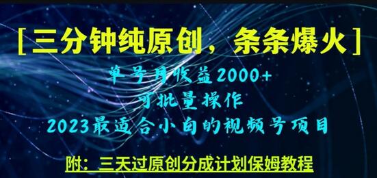 三分钟制作原创视频号，轻松月入过万-无双副业