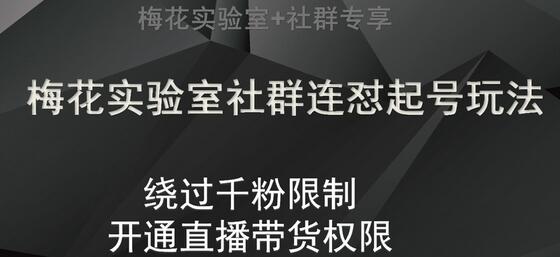 梅花实验室社群连怼起号玩法与视频号直播带货权限开通-无双副业