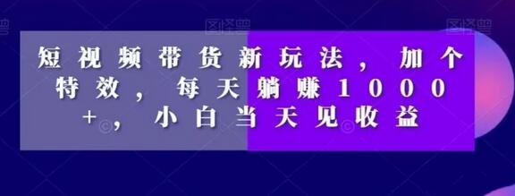 短视频特效带货新玩法，小白也能日赚千元-无双副业