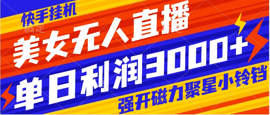 快手美女无人直播项目，轻松日入3000+-无双副业