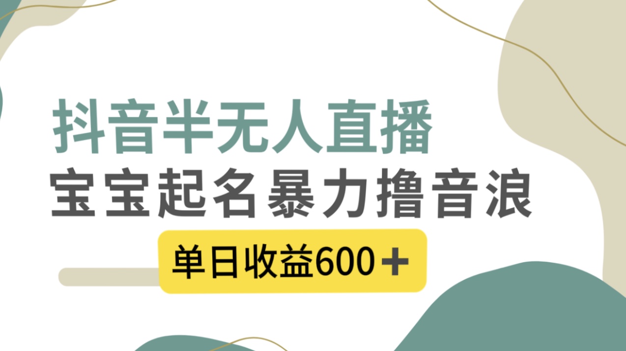 抖音半无人直播宝宝起名项目，单日收益600+-无双副业