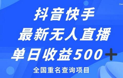 抖音快手无人直播变现与全国重名查询项目，日赚500+-无双副业