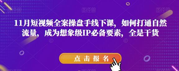 短视频全案操盘手线下课：打通自然流量与IP打造必备要素-无双副业