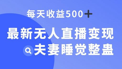 无人直播变现新玩法，夫妻搞笑睡觉躺赚500+-无双副业