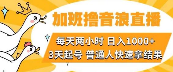 加班挑战直播：每天两小时轻松日入1000+，快速起号技巧分享-无双副业