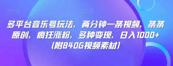 多平台音乐号玩法：原创视频快速涨粉与变现指南-无双副业