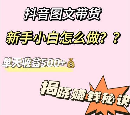 抖音图文带货新手教程：单天收益500+的赚钱秘诀-无双副业