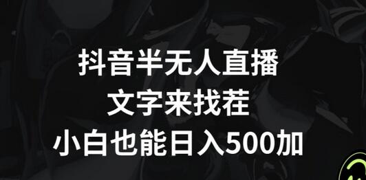 抖音半无人直播文字找茬游戏，日收益500+-无双副业