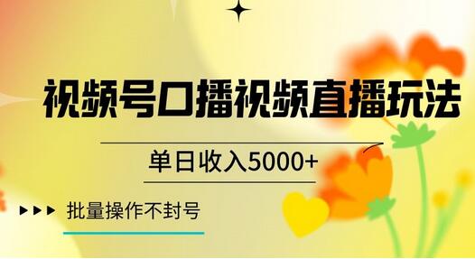 视频号口播直播玩法，单日收入5000+，批量操作稳定变现-无双副业