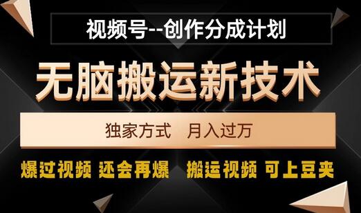 视频号无脑搬运新技术，破原创壕流量，独家方式，爆过视频，还会再爆-无双副业