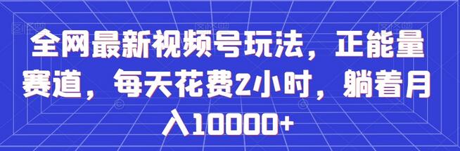视频号正能量赛道玩法，每天2小时轻松月入过万-无双副业