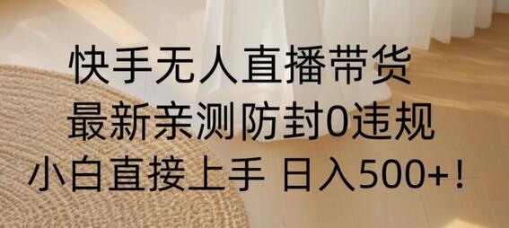 快手无人直播带货从0到1落地教学，防封技巧与收益提升指南-无双副业