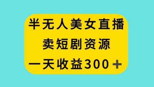 半无人美女直播卖短剧资源，日收益300+-无双副业