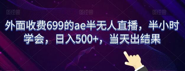 AE半无人直播教程，半小时学会日入500+，当天见效-无双副业