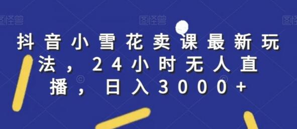 抖音小雪花卖课无人直播玩法，日入3000+-无双副业