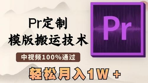 最新Pr定制模板搬运技术，轻松通过中视频审核，月入1W+-无双副业