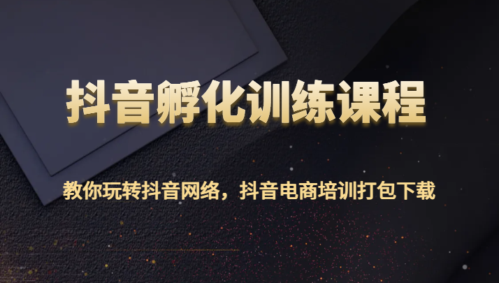 抖音孵化训练课程-玩转抖音网络与电商培训-无双副业