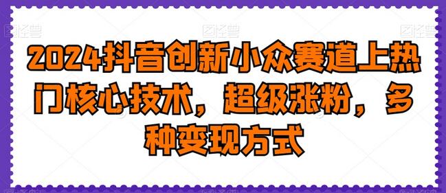 2024抖音小众赛道核心技术，涨粉与变现全攻略-无双副业