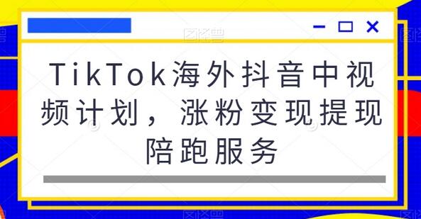TikTok海外抖音中视频计划涨粉变现提现陪跑服务-无双副业