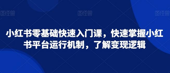 小红书零基础快速入门课，掌握平台运行与变现逻辑-无双副业